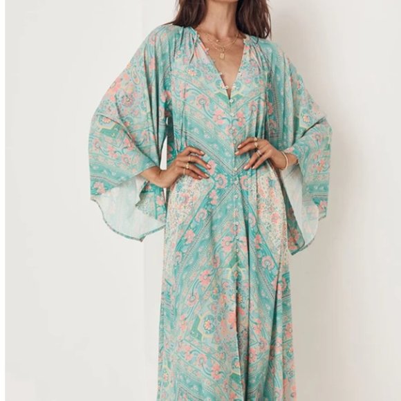 FARRAH HALF MOON GOWN Aqua - Picture 8 of 10